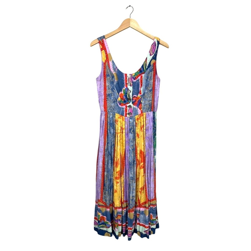PLATINUM by Dorothy Schoelen Women's Size 10 Midi Dress Artistic Print Vintage - Picture 1 of 10